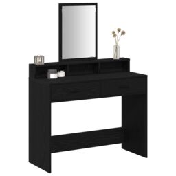 Berkfield Home Black Oak Dressing Table with Drawers - 100x41x140 cm - Size: 100 x 41 x 140 cm - thumbnail 3