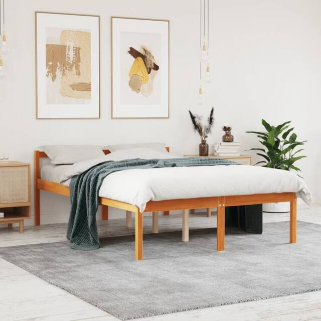 Berkfield Home Senior Bed without Mattress Wax Brown 120x190 cm Small Double Solid Wood Pine - image 1