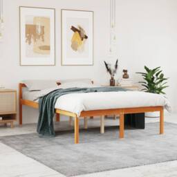 Berkfield Home Senior Bed without Mattress Wax Brown 120x190 cm Small Double Solid Wood Pine - thumbnail 1