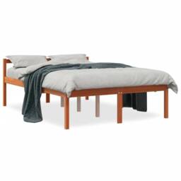 Berkfield Home Senior Bed without Mattress Wax Brown 120x190 cm Small Double Solid Wood Pine - thumbnail 2