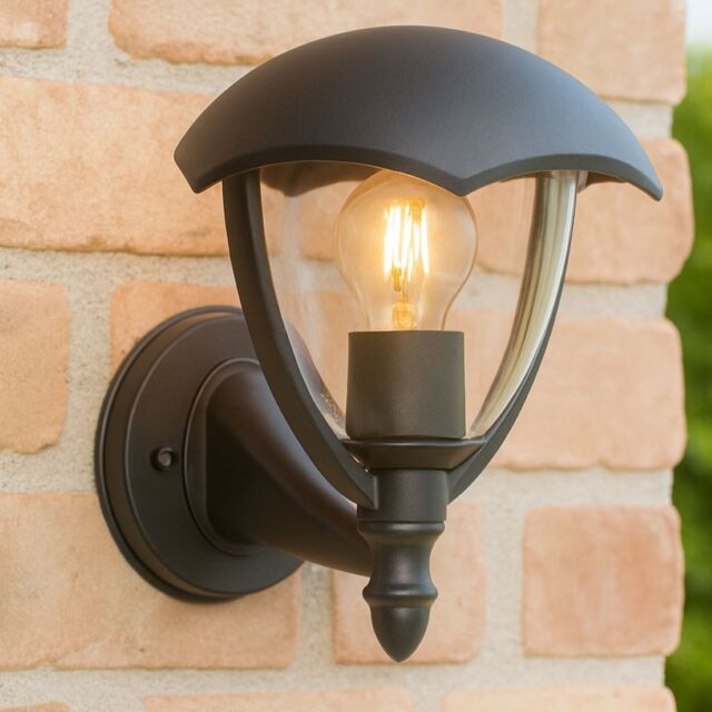 CGC Lighting 'Poppy' Black Curved Coach Lantern Up Light - image 1