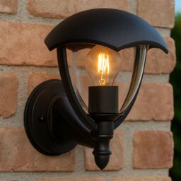 CGC Lighting 'Poppy' Black Curved Coach Lantern Up Light - thumbnail 5