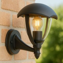 CGC Lighting 'Poppy' Black Curved Coach Lantern Up Light - thumbnail 3