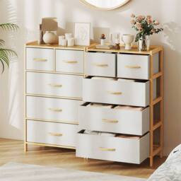 Kelvenix Dresser for Bedroom 5-Drawer Bamboo Chest of Drawers in White - Size: 0.6m2 - thumbnail 4