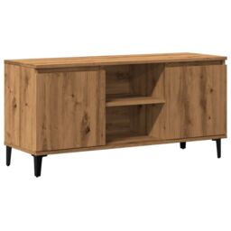 Berkfield Home TV Cabinet Artisan Oak 102x35x50 cm Engineered Wood in Brown - Size: 102 x 35 x 50 cm - thumbnail 2
