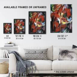Artery8 The Foxes Colourful Abstract Franz Marc Vintage Framed Wall Art Print - Size: A4 - thumbnail 3