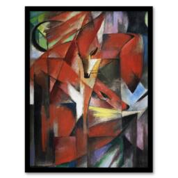 Artery8 The Foxes Colourful Abstract Franz Marc Vintage Framed Wall Art Print - Size: A4 - thumbnail 1