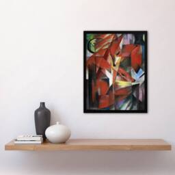 Artery8 The Foxes Colourful Abstract Franz Marc Vintage Framed Wall Art Print - Size: A4 - thumbnail 4