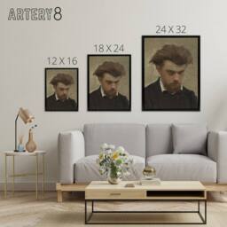 "Artery8 Artist Self Portrait Painting Latour Black Framed Canvas Art Print in Brown - Size: W12"" x H16""" - thumbnail 4