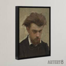 "Artery8 Artist Self Portrait Painting Latour Black Framed Canvas Art Print in Brown - Size: W12"" x H16""" - thumbnail 2