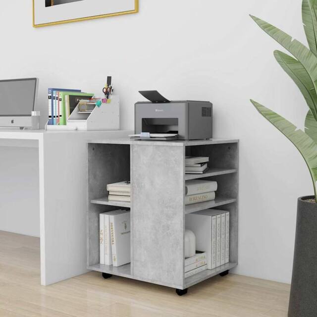 Berkfield Home Rolling Cabinet Concrete Grey 60x53x72 cm Engineered Wood - Size: 60 x 53 x 72 cm - image 1