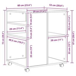 Berkfield Home Rolling Cabinet Concrete Grey 60x53x72 cm Engineered Wood - Size: 60 x 53 x 72 cm - thumbnail 9