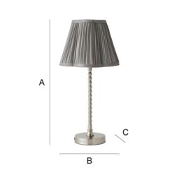 ValueLights Maeve Dark Grey Pleated Faux Silk Scallop Shade Brushed Chrome Bobbin Table Lamp in Silver - thumbnail 7