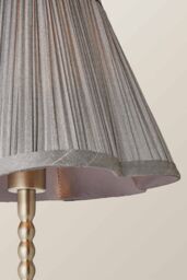 ValueLights Maeve Dark Grey Pleated Faux Silk Scallop Shade Brushed Chrome Bobbin Table Lamp in Silver - thumbnail 4