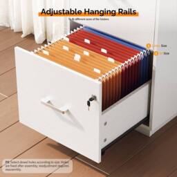 EONLION White 3 Drawers Lockable File Cabinet - Size: 100 cm - thumbnail 4