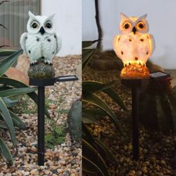 Leaper Big-Eyed Owl LED Solar Outdoor Landscape Garden Decoration Light in White - thumbnail 5