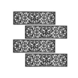 FLAVORA Pack of 4 Rubber Stair Step Treads Mat in Black - Size: 1000mm × 10000mm - thumbnail 1