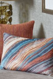 Prestigious Textiles Heartwood Cerulean Velvet Cushion in Dark Red - Size: 40 cm x 60 cm - thumbnail 4