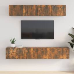 Berkfield Home 5 Piece TV Cabinet Set Smoked Oak Engineered Wood in Brown - thumbnail 2