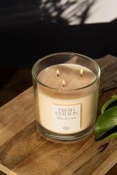 Marco Paul Cotton Fresh 3 Wick Large Candle Scented Triple Wick Candle in Off-White - thumbnail 5