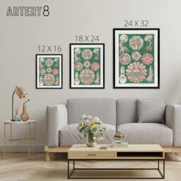 "Artery8 Green Pink Vintage Jellyfish Haeckel Botanical Framed Canvas Wall Art - Size: W12"" x H16""" - thumbnail 4