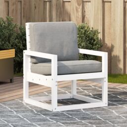Berkfield Home Garden Chair White 57.5x63x76 cm Solid Wood Pine - thumbnail 1