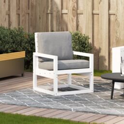 Berkfield Home Garden Chair White 57.5x63x76 cm Solid Wood Pine - thumbnail 3