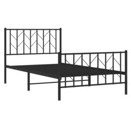 Berkfield Home Metal Bed Frame without Mattress with Footboard Black 100x190cm - Size: 100x190 cm - thumbnail 4
