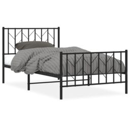 Berkfield Home Metal Bed Frame without Mattress with Footboard Black 100x190cm - Size: 100x190 cm - thumbnail 2