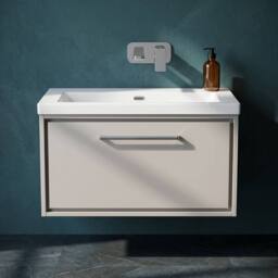 Balterley Bathroom 1 Soft Close Drawer Wall Hung Fireclay Basin, Grey, 800mm in Grey - thumbnail 3
