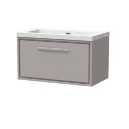 Balterley Bathroom 1 Soft Close Drawer Wall Hung Fireclay Basin, Grey, 800mm in Grey - thumbnail 1