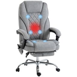 VINSETTO Massage Office Chair, Heated Reclining Desk Chair, Grey - thumbnail 2