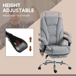VINSETTO Massage Office Chair, Heated Reclining Desk Chair, Grey - thumbnail 5