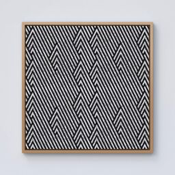 Warren Reed - Designer Oblique Black Grunge Pattern Framed Canvas in Light Brown - Size: w40 inch x h40 inch - thumbnail 1