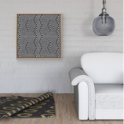 Warren Reed - Designer Oblique Black Grunge Pattern Framed Canvas in Light Brown - Size: w40 inch x h40 inch - thumbnail 2