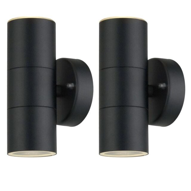First Choice Lighting Set of 2 Blaze - Black Outdoor Up Down Wall Lights - image 1