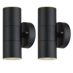 First Choice Lighting Set of 2 Blaze - Black Outdoor Up Down Wall Lights - thumbnail 1