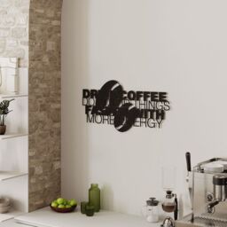 Decortie Coffee for More Energy' Metal Art Wall Home Decorative Ornament in Black - thumbnail 4