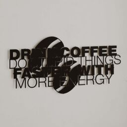 Decortie Coffee for More Energy' Metal Art Wall Home Decorative Ornament in Black - thumbnail 3