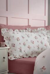 Catherine Lansfield Brushed Ditsy Floral Cotton Reversible Duvet Cover Set in Pink - Size: Double - thumbnail 3