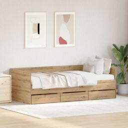 Berkfield Home Daybed Artisan Oak Engineered Wood 90 x 200 cm Durable Daybed in Beige