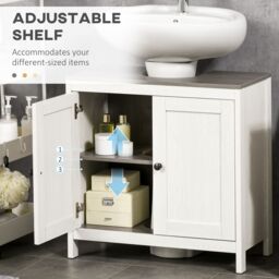 Kleankin Bathroom Furniture Set with Adjustable Shelves Antique White - thumbnail 6