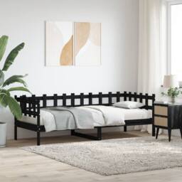Berkfield Home Beautiful Day Bed Black 80x200 cm Solid Wood Pine - thumbnail 2