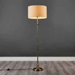 ValueLights Antique Brass Floor Lamp in Metallic Gold - thumbnail 2