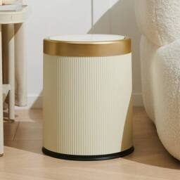 EONLION 12L Bathroom Bin with Press Top Lid in Beige - Size: 100 cm - thumbnail 5