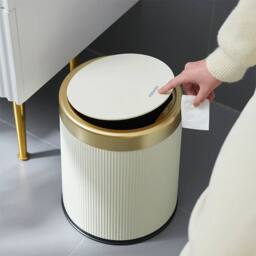 EONLION 12L Bathroom Bin with Press Top Lid in Beige - Size: 100 cm - thumbnail 4