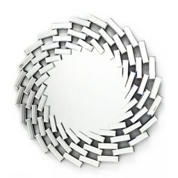 FurnitureboxUK Venetian Medium 80cm Round Silver Patterned Mirrored Frame Hallway Bedroom Dining & Living Room Wall Mirror - thumbnail 4
