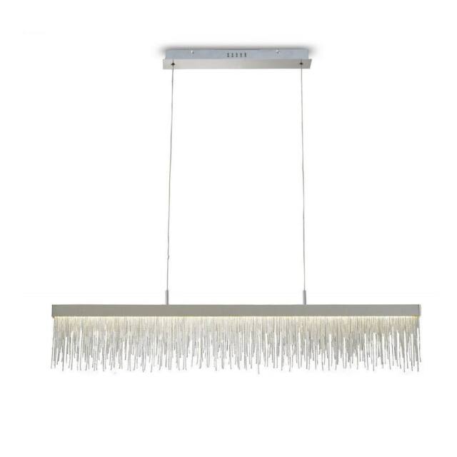 Netlighting Fusion Linear Pendant 33W LED 3000K 3300lm Chrome Crystal Chain in Grey - image 1