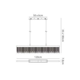 Netlighting Fusion Linear Pendant 33W LED 3000K 3300lm Chrome Crystal Chain in Grey - thumbnail 2