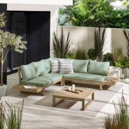 FurnitureboxUK Brisa Solid Wood 5 Seat Outdoor Sofa Set in Green